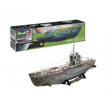 KIT PARA MONTAR REVELL SUBMARINO ALEMÃO TYPE VII C/41 PLATINUM EDITION 1/72 832 PEÇAS 93,4 CM REV 05163